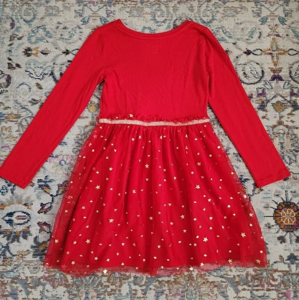Cat & Jack Girls Red Christmas Holiday 'Tis The Season' Dress, size 6/6x
